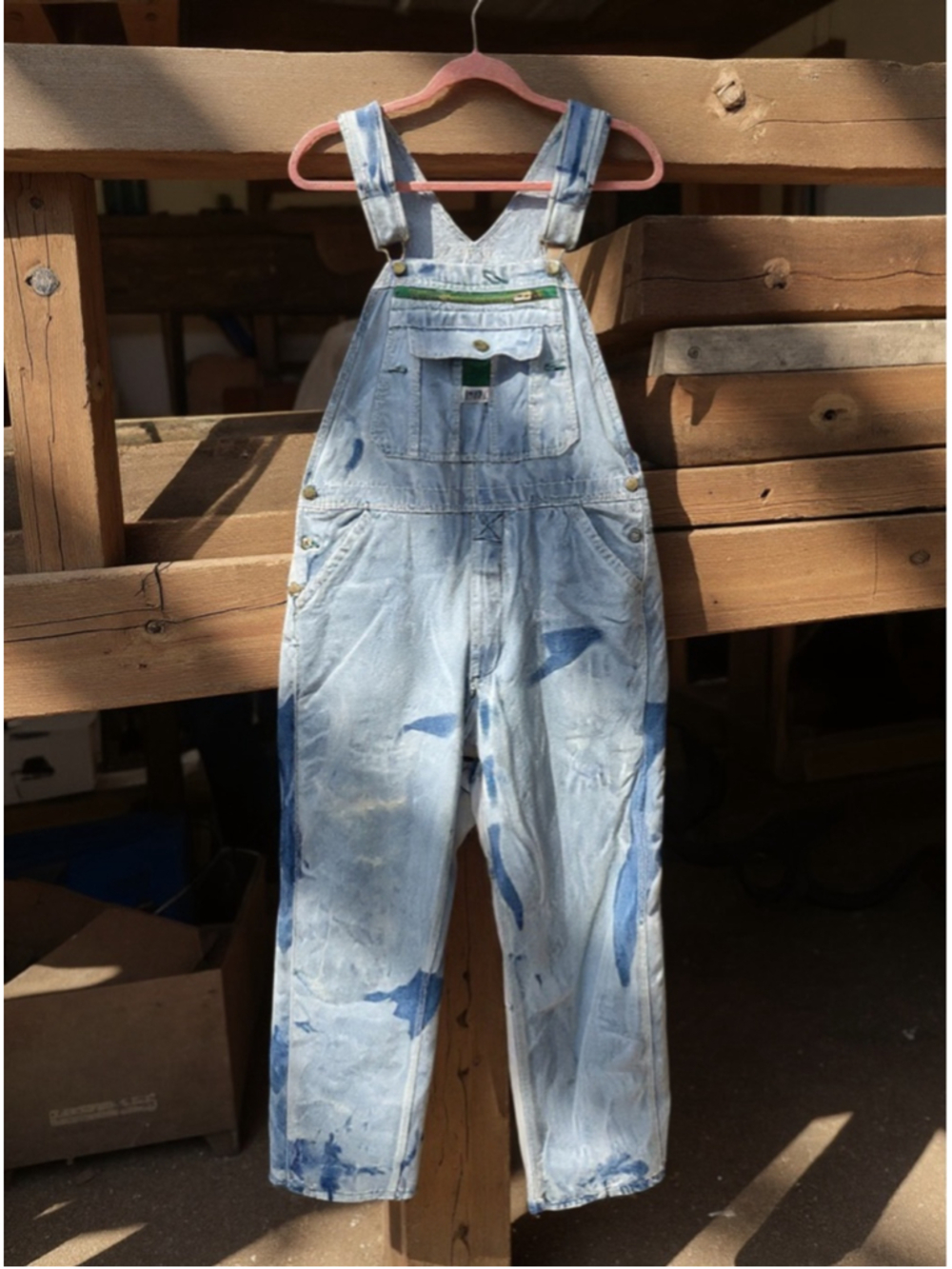 Vintage Liberty Blue Denim Tie Dyed Overalls Size 34 x30